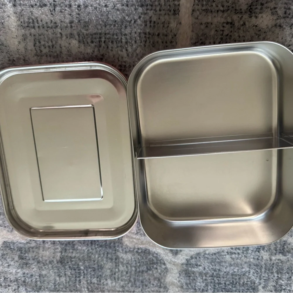 Stainless Steel Two-Compartment Storage Tin - Silver